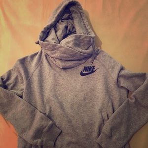Grey Nike Rally Funnel neck Hoodie